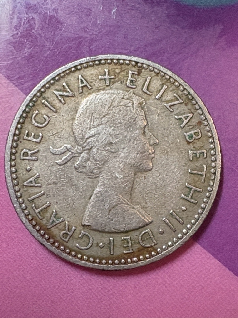 1963 Vintage British Queen Elizabeth II Coin - Silver One Shilling